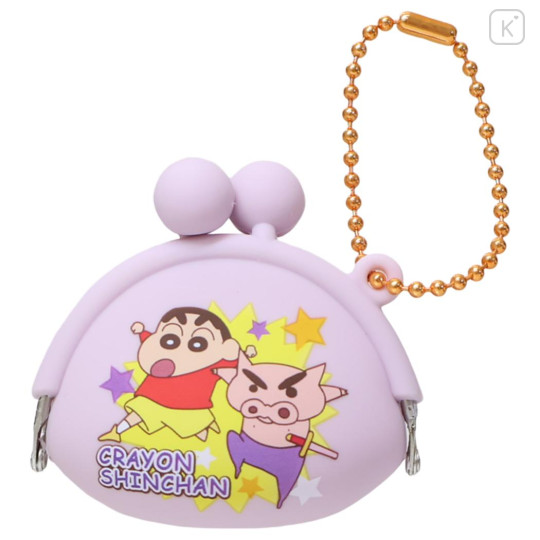 Japan Crayon Shin-chan Mini Gamaguchi Clasp Pouch - Shinnosuke Nohara : Light Purple - 1