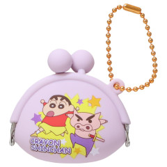 Japan Crayon Shin-chan Mini Gamaguchi Clasp Pouch Coin Purse - Shinnosuke Nohara : Light Purple