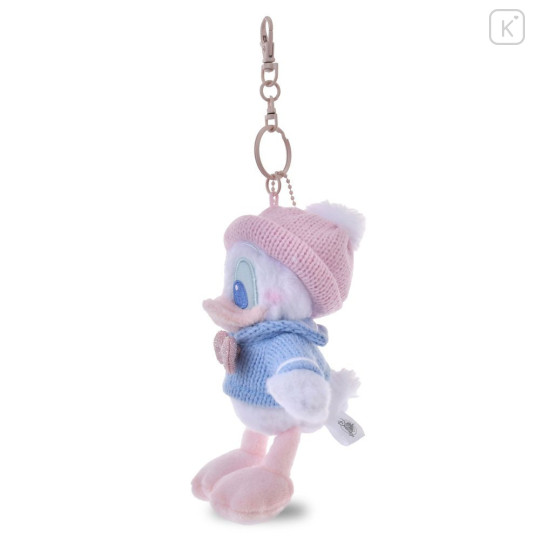 Japan Disney Store Plush Keychain - Donald : Winter Shiny Color Pink Blue - 2