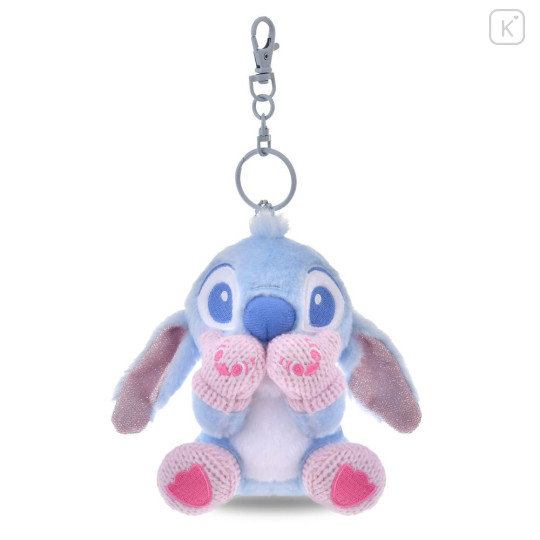Japan Disney Store Plush Keychain - Stitch : Winter Shiny Color Pink Blue - 1
