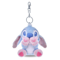 Japan Disney Store Plush Keychain - Stitch : Winter Shiny Color Pink Blue