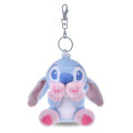 Japan Disney Store Plush Keychain - Stitch : Winter Shiny Color Pink Blue - 1