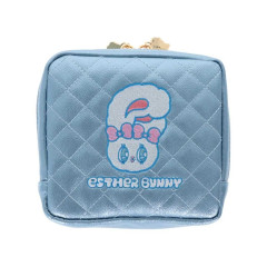 Japan Esther Bunny Quilted Square Pouch - Blue