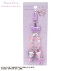 Japan Sanrio × Mezzo Piano Original Phone Holder Keychain with Key Ring Charm - Kuromi : Rabbit