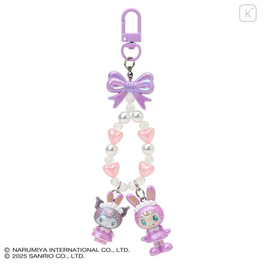 Japan Sanrio × Mezzo Piano Original Phone Holder Keychain with Key Ring Charm - Kuromi : Rabbit - 2