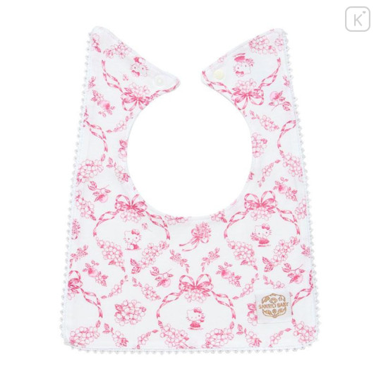 Japan Sanrio Original Square Bib - Hello Kitty : Sanrio Baby Elegant Floral - 1