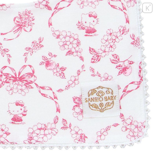 Japan Sanrio Original Square Bib - Hello Kitty : Sanrio Baby Elegant Floral - 4