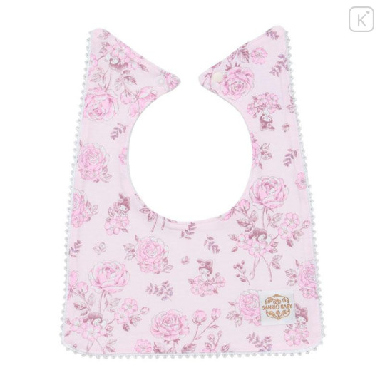 Japan Sanrio Original Square Bib - My Melody : Sanrio Baby Elegant Floral Pink - 1