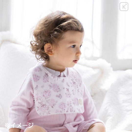 Japan Sanrio Original Square Bib - My Melody : Sanrio Baby Elegant Floral Pink - 6
