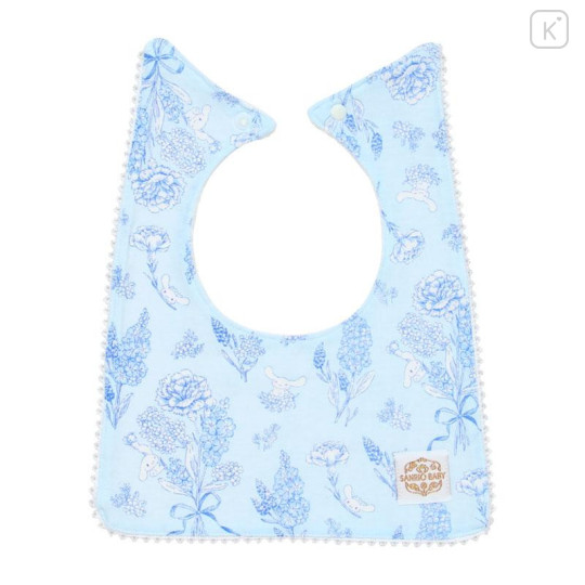 Japan Sanrio Original Square Bib - Cinnamoroll : Sanrio Baby Elegant Floral Blue - 1