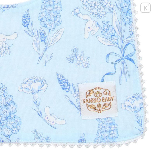 Japan Sanrio Original Square Bib - Cinnamoroll : Sanrio Baby Elegant Floral Blue - 4