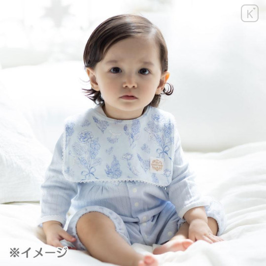 Japan Sanrio Original Square Bib - Cinnamoroll : Sanrio Baby Elegant Floral Blue - 6