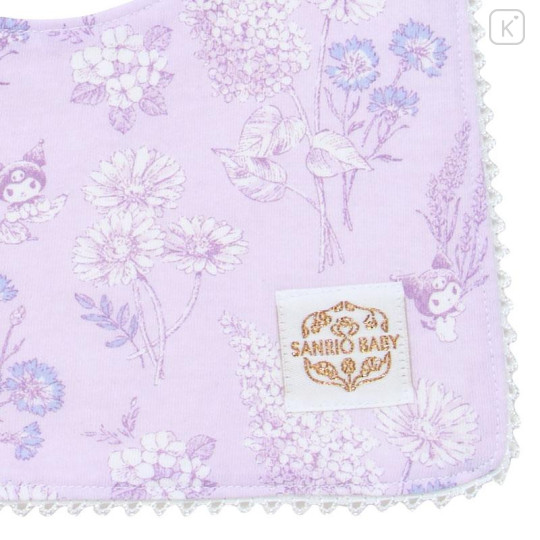 Japan Sanrio Original Square Bib - Kuromi : Sanrio Baby Elegant Floral Purple - 4