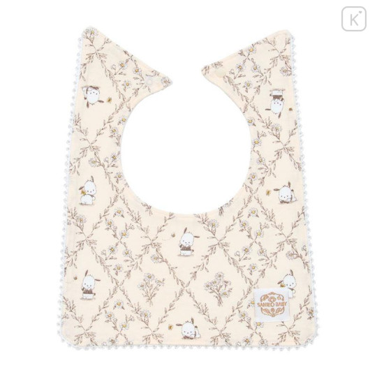Japan Sanrio Original Square Bib - Pochacco : Sanrio Baby Elegant Botanical - 1