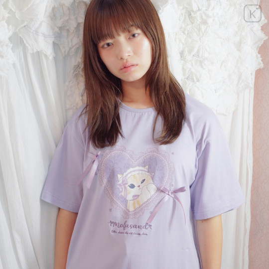 Japan Mofusand Balletcore T-shirt (M) - Ribbon Cat Purple - 2
