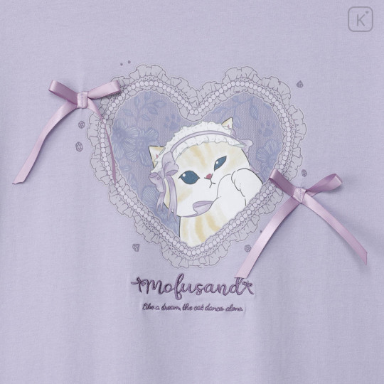 Japan Mofusand Balletcore T-shirt (M) - Ribbon Cat Purple - 6