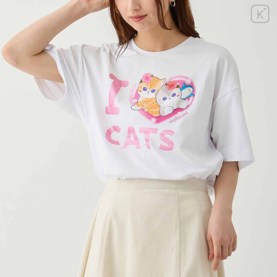 Japan Mofusand T-shirt - I Love Cats White - 3