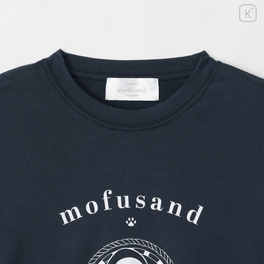 Japan Mofusand College Style T-shirt (M) - Shark Cat Navy - 8