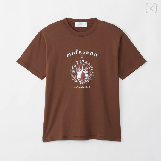 Japan Mofusand College Style T-shirt (M) - Strawberry Cat Burgundy - 1
