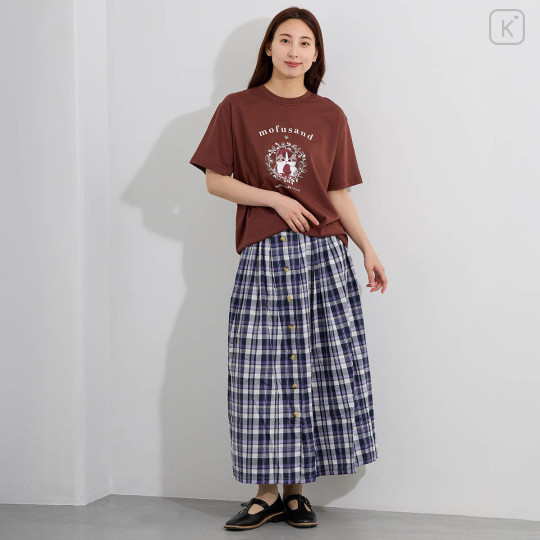 Japan Mofusand College Style T-shirt (M) - Strawberry Cat Burgundy - 2