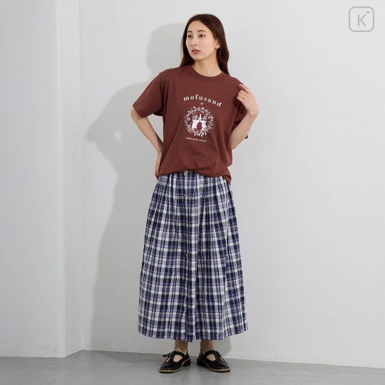 Japan Mofusand College Style T-shirt (M) - Strawberry Cat Burgundy - 3