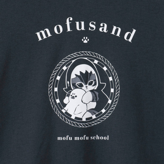 Japan Mofusand College Style T-shirt (L) - Shark Cat Navy - 7