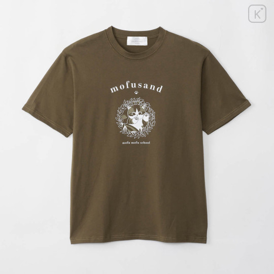Japan Mofusand College Style T-shirt (L) - Bee Cat Olive - 1