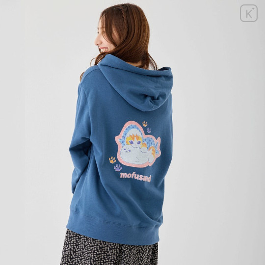 Japan Mofusand Zip Hoodie (M) - Shark Cat Dark Blue - 6