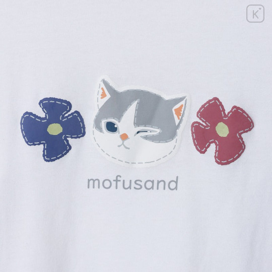 Japan Mofusand 3/4 Sleeve T-Shirt (L) - Full Fringe Cat White - 7