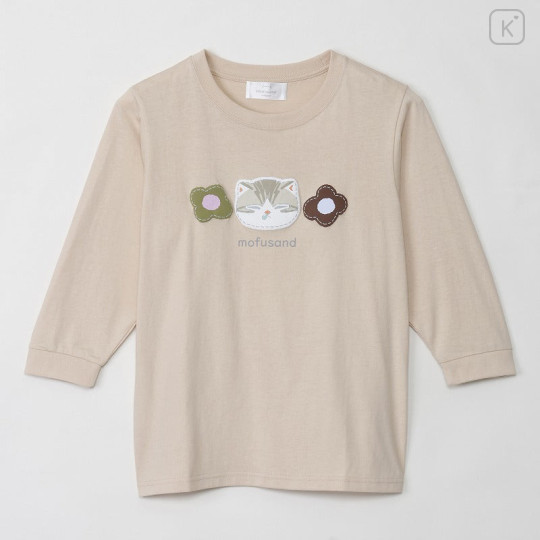 Japan Mofusand 3/4 Sleeve T-Shirt (M) - Silver Tabby Sand Beige - 4