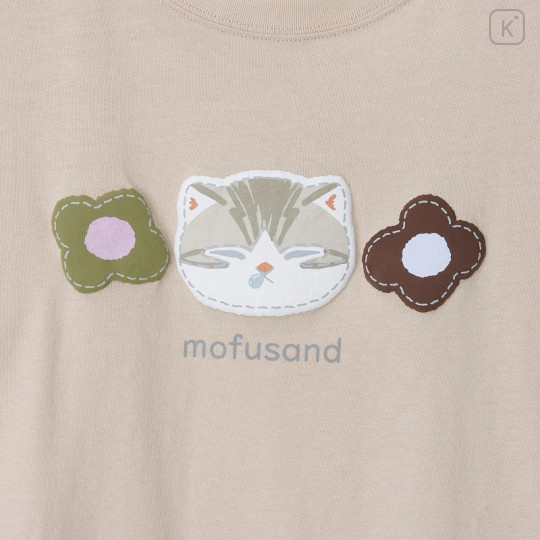 Japan Mofusand 3/4 Sleeve T-Shirt (M) - Silver Tabby Sand Beige - 7