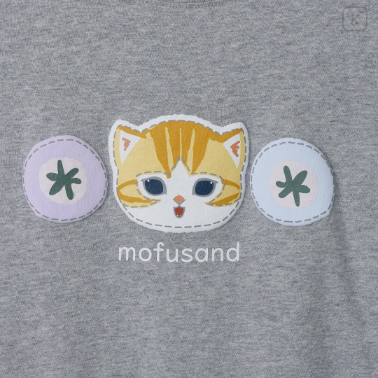 Japan Mofusand 3/4 Sleeve T-Shirt (M) - Brown Tabby Mixed Gray - 7