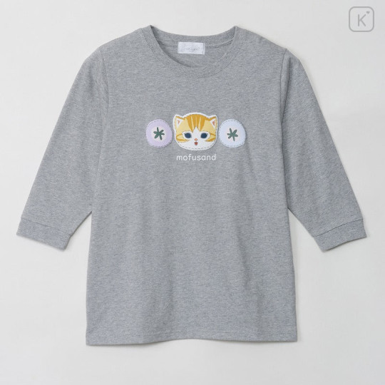 Japan Mofusand 3/4 Sleeve T-Shirt (L) - Brown Tabby Mixed Gray - 4