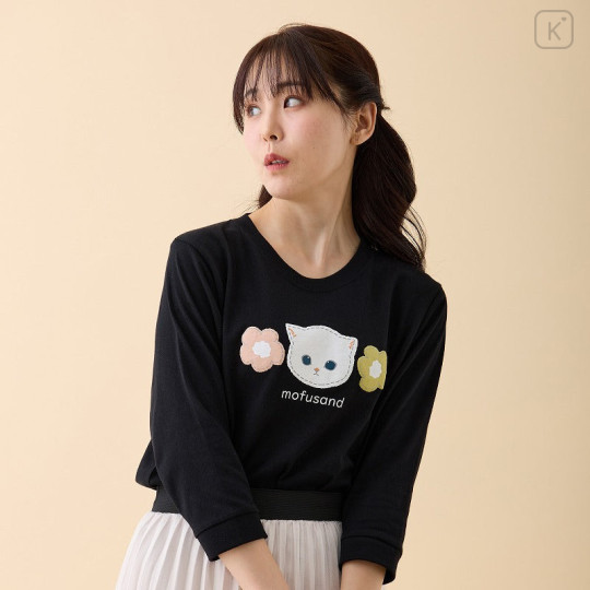 Japan Mofusand 3/4 Sleeve T-Shirt (M) - White Cat Black - 3