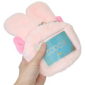 Japan Esther Bunny Plush Pass Case with Reel - Face Pink - 2