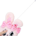Japan Esther Bunny Plush Pass Case with Reel - Face Pink - 4