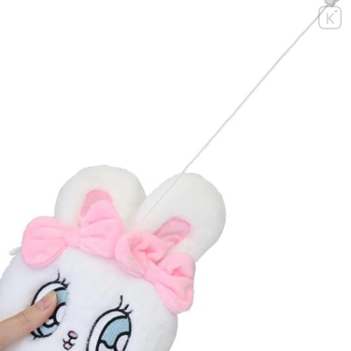 Japan Esther Bunny Plush Pass Case with Reel - Face White - 4