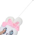 Japan Esther Bunny Plush Pass Case with Reel - Face White - 4
