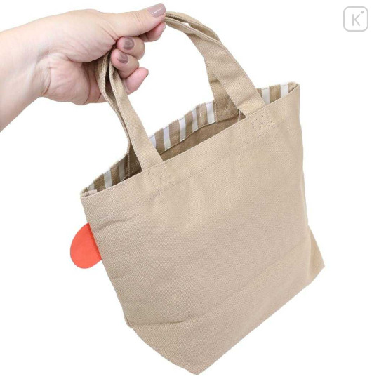 Japan Peanuts Mini Tote Bag - Snoopy : Relax Light Brown Stripe - 2