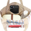 Japan Peanuts Mini Tote Bag - Snoopy : Relax Light Brown Stripe - 3