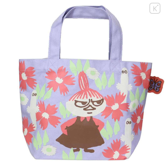 Japan Moomin Mini Tote Bag - Hattifatteners & Little My : Flower Light Purple - 1