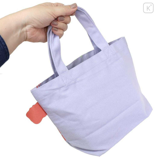 Japan Moomin Mini Tote Bag - Hattifatteners & Little My : Flower Light Purple - 2