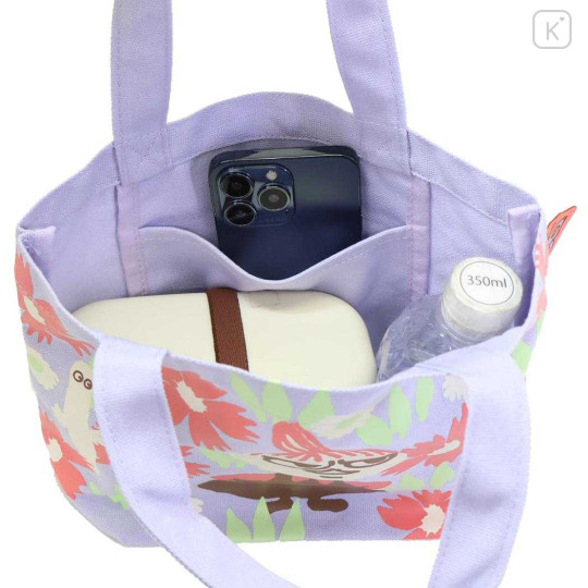 Japan Moomin Mini Tote Bag - Hattifatteners & Little My : Flower Light Purple - 3