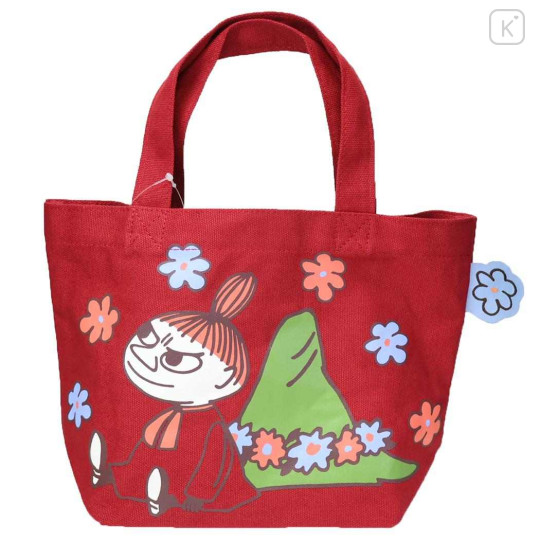 Japan Moomin Mini Tote Bag - Little My & Snufkin : Flower Red - 1