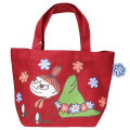 Japan Moomin Mini Tote Bag - Little My & Snufkin : Flower Red - 1
