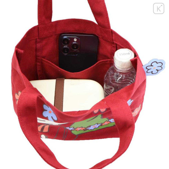 Japan Moomin Mini Tote Bag - Little My & Snufkin : Flower Red - 3