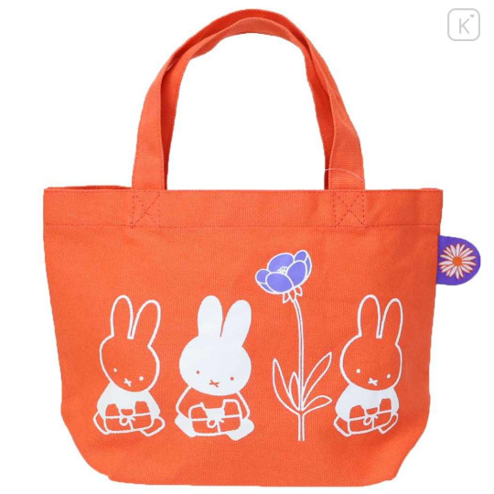 Japan Miffy Mini Tote Bag - Miffy : Flower Orange White - 1