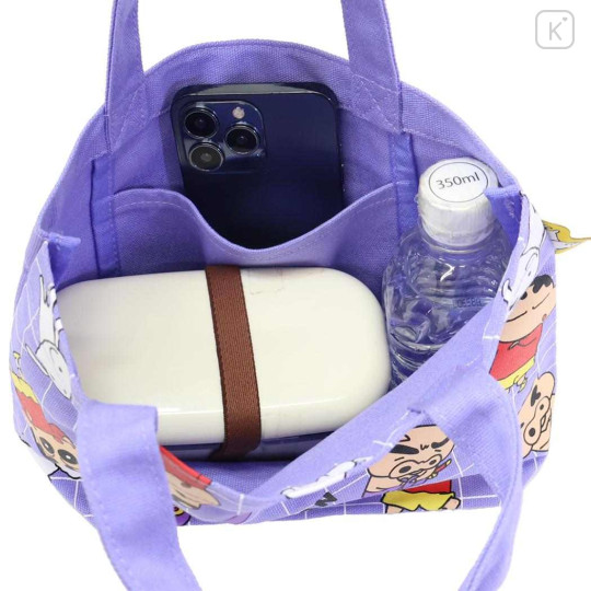 Japan Crayon Shin-chan Mini Tote Bag - Shinnosuke Nohara & Shiro : Light Purple - 3
