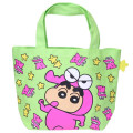 Japan Crayon Shin-chan Mini Tote Bag - Shinnosuke Nohara & Shiro : Choco Neon Green - 1