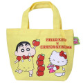 Japan Crayon Shinchan × Sanrio Mini Tote Bag - Hello Kitty & Shinnosuke Nohara : Light Yellow - 1
